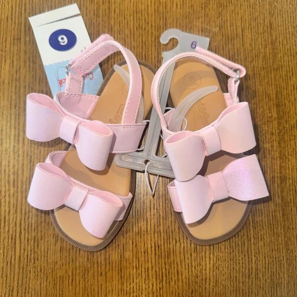 Toddler Girls' Pink Bow Strap Sandals - toddler 6
